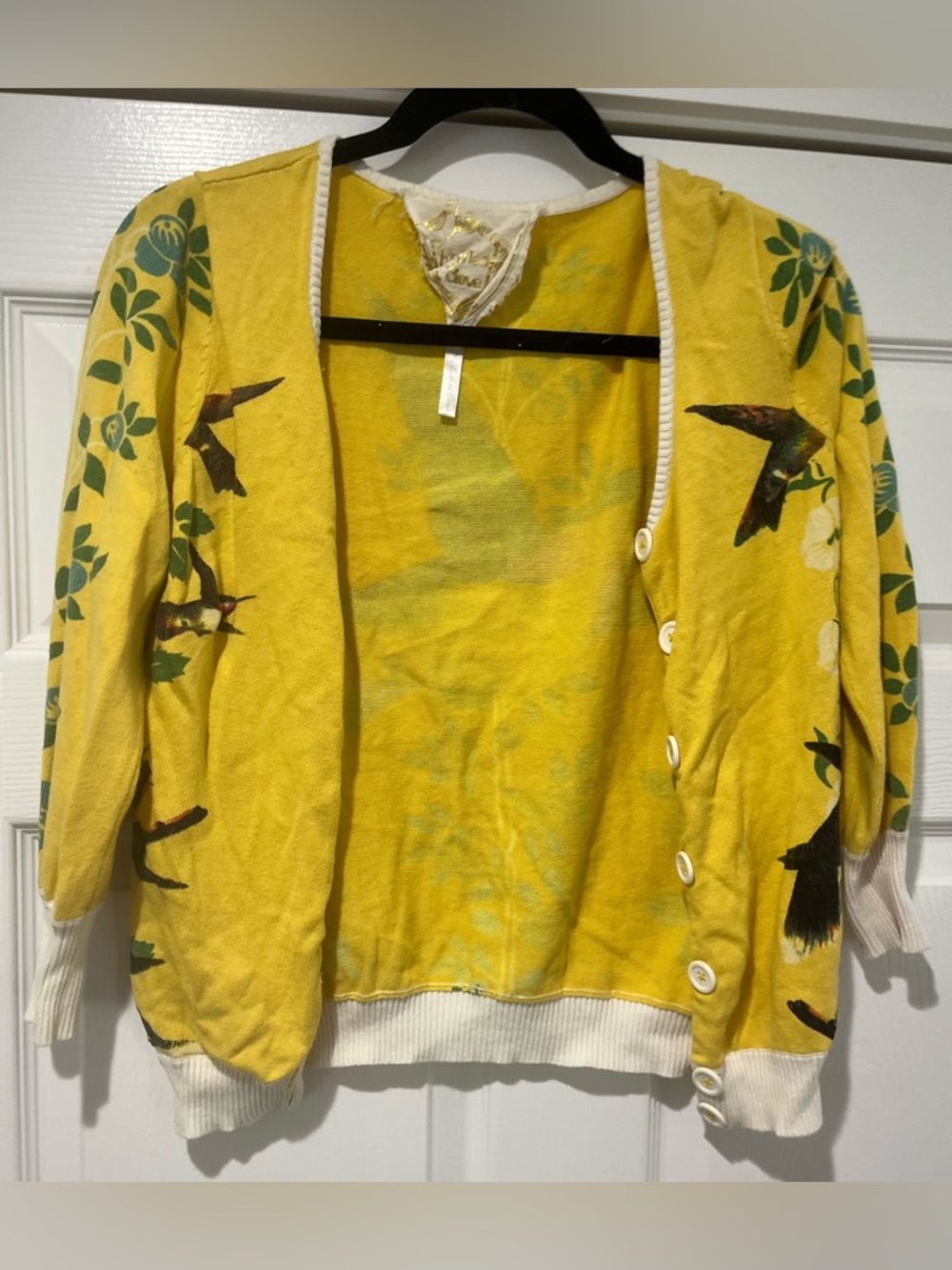Sunshine Bird-Print Women's Cardigan, Anthropologie